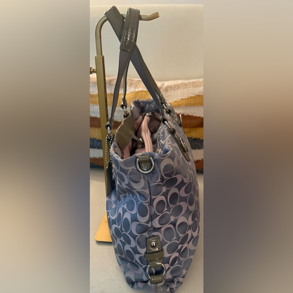 Coach Ashley Signature Sateen Large Satchel Bag Gray Khaki F18450 - Picture 4 of 15